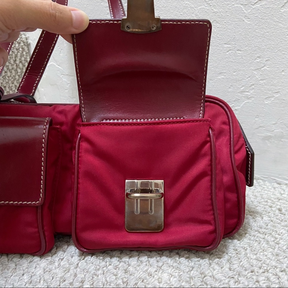 Prada Vintage Red Tessuto Tuc Handbag - Picture 3 of 13